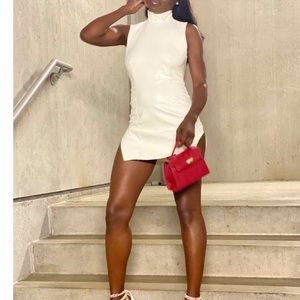 Geometric Leather Dress